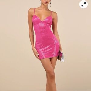 Lulu's Hot Pink Sequin Mini Dress